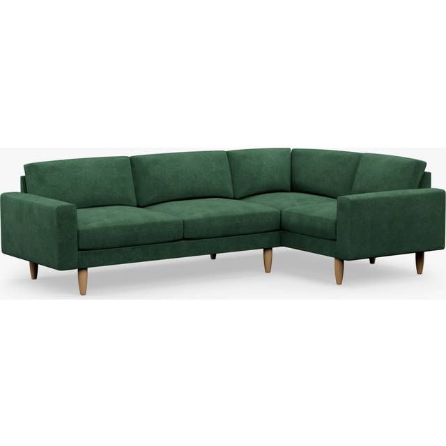 Hutch Slim Velvet Block Arm 5 Seater Corner Sofa- Sage Green
