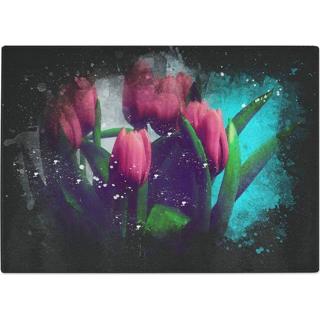 Tempered Glass Bouquet of Red Tulips Chopping Board (28.5 cm x 39 cm)