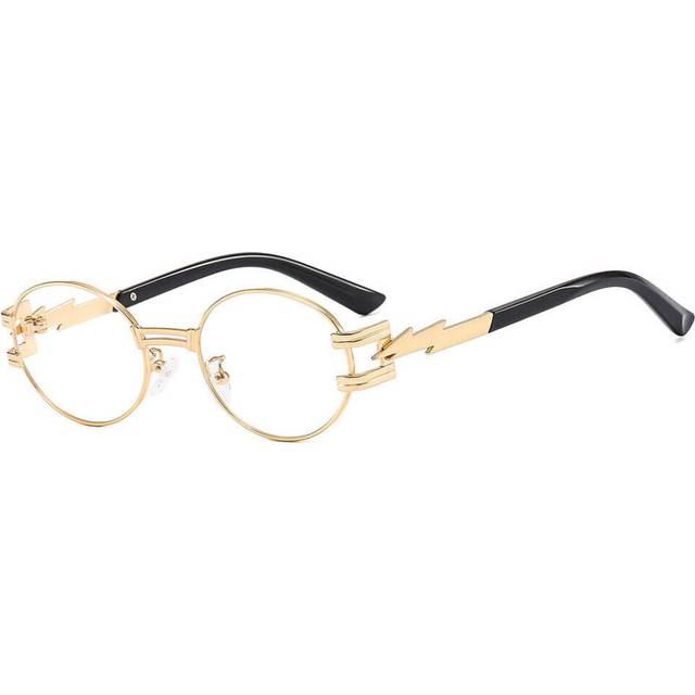 (C10) Fashion Round Sunglasses Mens Women Luxury Gold Metal Bar Hip Hop Shades Glasses