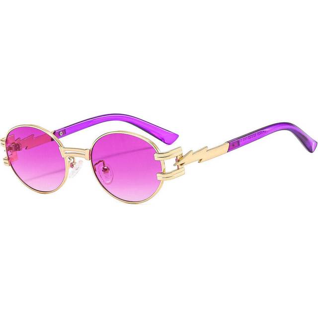 (C6) Fashion Round Sunglasses Mens Women Luxury Gold Metal Bar Hip Hop Shades Glasses