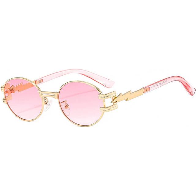 (C8) Fashion Round Sunglasses Mens Women Luxury Gold Metal Bar Hip Hop Shades Glasses