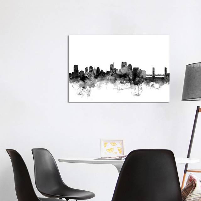 Sacramento, California in Black and White by Michael Tompsett - Wrapped Canvas Art Prints (101.6 cm H x 66.04 cm W x 1.91 cm D)