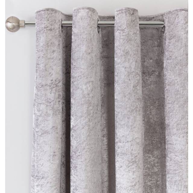 Argos Home Crushed Velvet Fully Lined Eyelet Curtains - Grey
