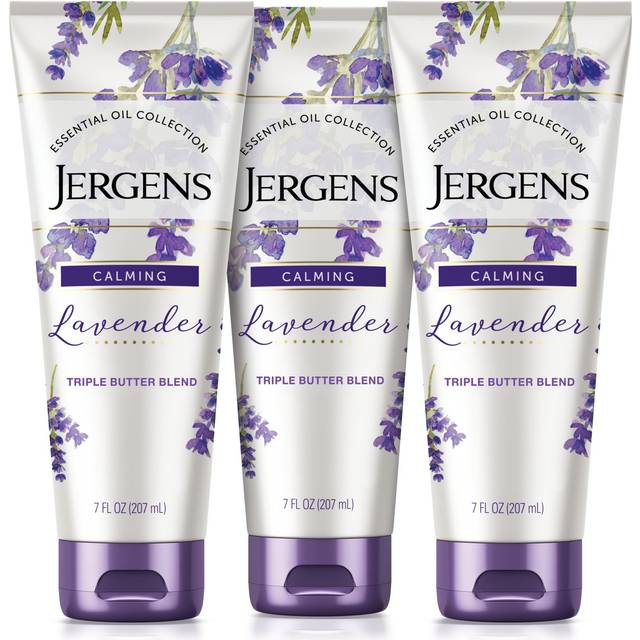 Jergens Lavender Body Butter Hand and Body Lotion  Moisturizer for Women  with Essential Oils for Indulgent Moisturization  7 Ounce Pack of 3