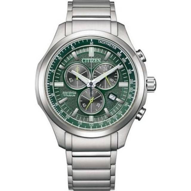 Citizen eco-drive super titanium chronograph green dial men's watch at2530-85x