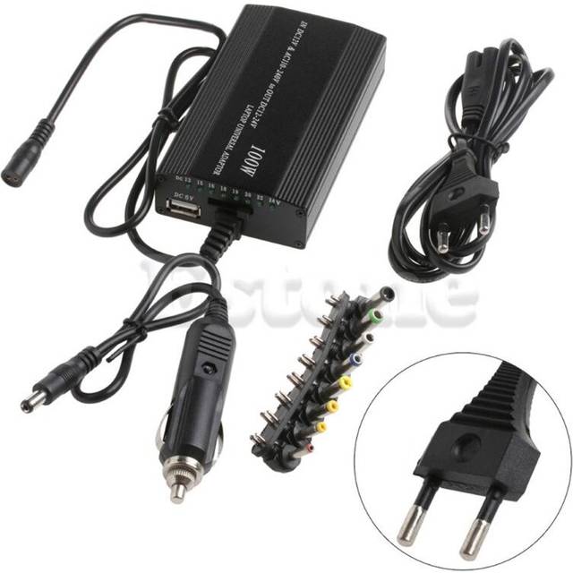 (a-Red) For Laptop In Car DC Charger Notebook AC Adapter Power Supply 100W Universal B2RC
