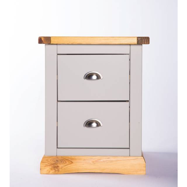 Calgary 2 Drawer Bedside Table - Grey (56cm H X 45cm W X 40cm D)