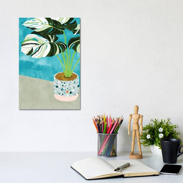 Variegated Monstera - Wrapped Canvas Graphic Art (20.32 cm H x 30.48 cm W)
