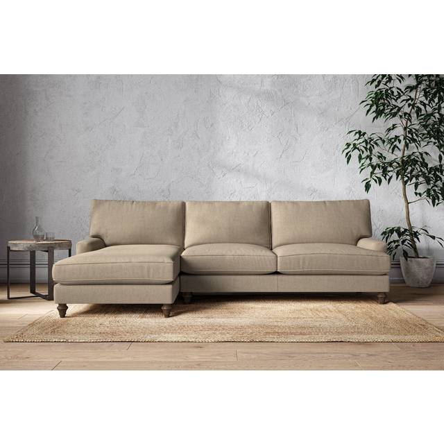 nkuku Marri Left Hand Chaise Sofa | Make To Order | Grand | Brera Linen Pebble