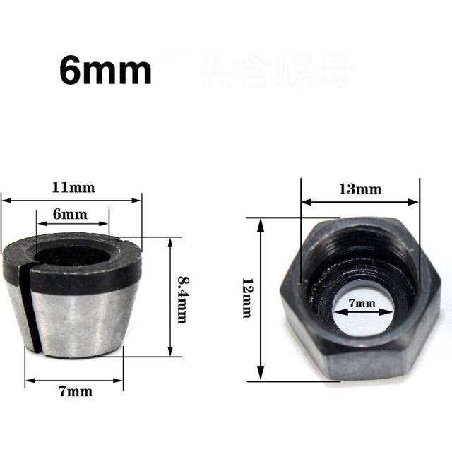 (6mm Collets Chuck) 1Pc 3Pcs Collet 6mm 6.35mm 8mm Collets Chuck Engraving Trimming Machine Electric Router Milling Cutter Accessories