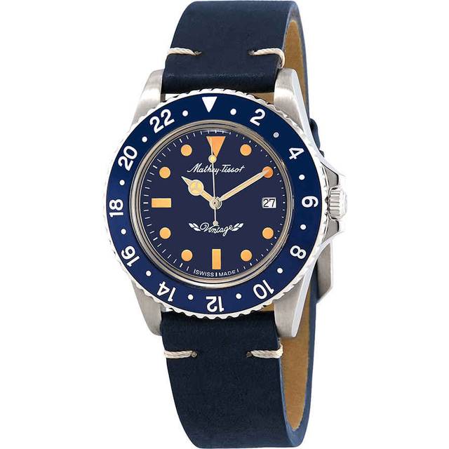 Mathey-Tissot Mathy Vintage Leather Strap Blue Dial Quartz H900ALBU Men's Watch blue