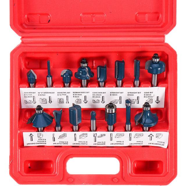 (15 Pcs) 12/15Pcs 1/4 Inch Shank Router Bit Set Woodworking 6.35mm Shank Drill Bits For Trimming Engraving Machine