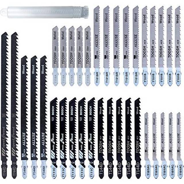 35PCS Jigsaw Blade Set T Shank Fast Cut Down Straight and Fast Cut Blades Wood Cutting Power Tool for Wood Plastic and Metal Cutting Fit Bosch, Dewalt
