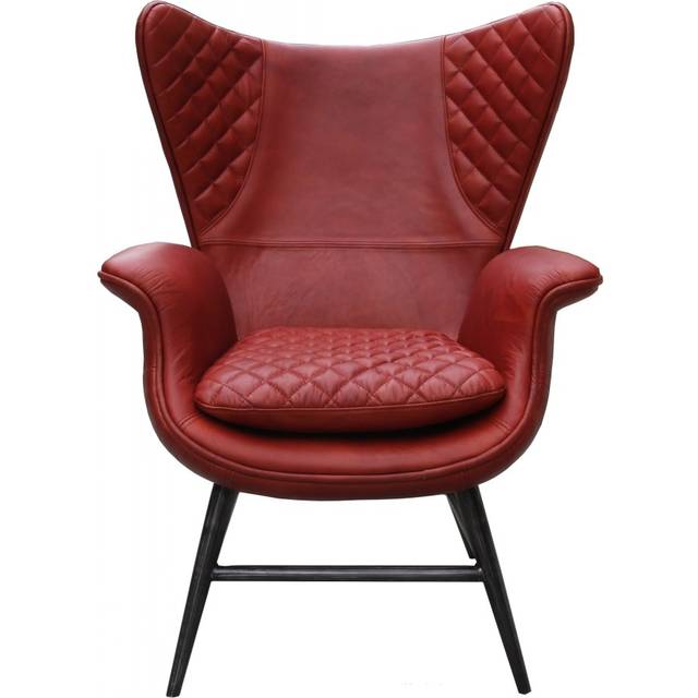 Tamara Handmade Vintage High Back Armchair Rouge Red Real Leather - 1 Seater/Chair