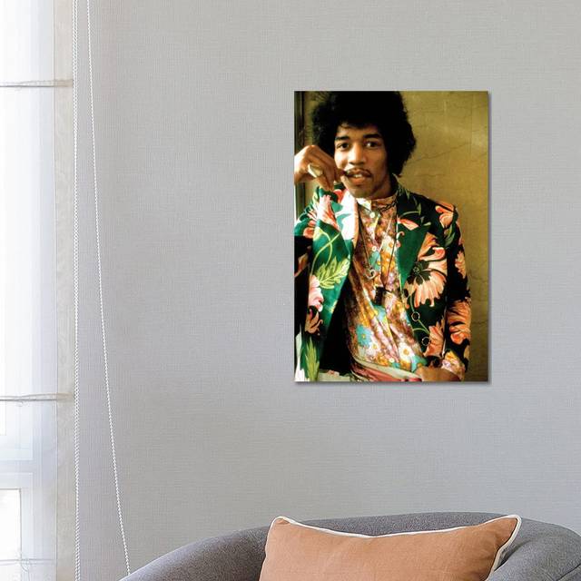 Jimi Hendrix Coloured Floral Jacket I by Radio Days - Wrapped Canvas Art Prints (66.04 cm H x 45.72 cm W x 1.91 cm D)