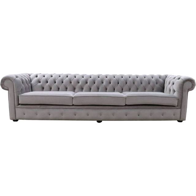 Chesterfield Original Thomas 5 Seater Sofa Amalfi Mocha Brown Velvet Fabric In Classic Style - 5 Seater+