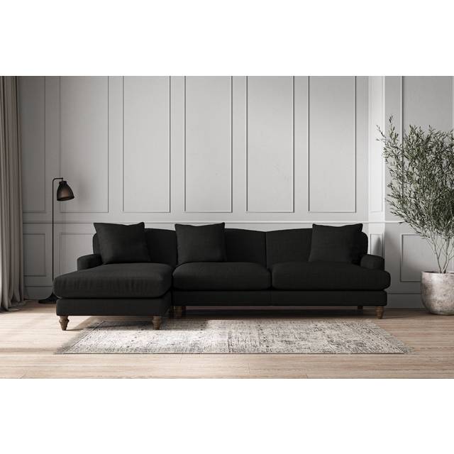 nkuku Deni Left Hand Chaise Sofa | Make To Order | Grand | Brera Linen Charcoal