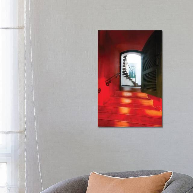 Red Doorway to a Spiral Staircase by George Oze - Wrapped Canvas Art Prints (66.04cm H x 45.72cm W x 1.9cm D)