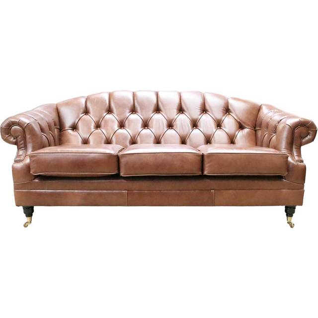 Chesterfield Handmade 3 Seater Sofa Settee Legacy Antique Whisky Leather In Victoria Style - Brown