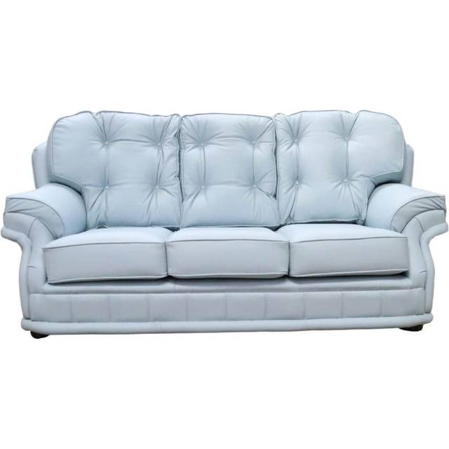 Chesterfield Handmade 3 Seater Sofa Shelly Parlour Blue Leather In Knightsbridge Style