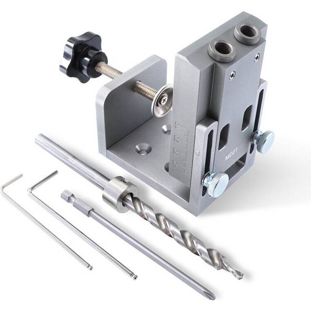 Aluminum Alloy Pocket Hole Jig Kit with 9mm Step Drill Bit Wood Doweling jig Drilling Hole Guide Locator Tools for Carpentry