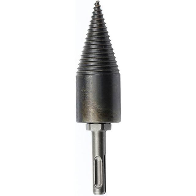 (SDS Plus Shank(Round), 32mm) 1Pc 32/42mm HSS Round/Square/Hexagonal Shank Firewood Drill Bit Splitter Wood Split Cone Drill Bit For Tree Cutting