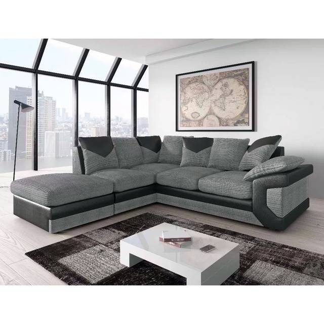 Duvier Reversible Modular Corner Sofa - Black;Grey (85cm H X 250cm W X 230cm D)
