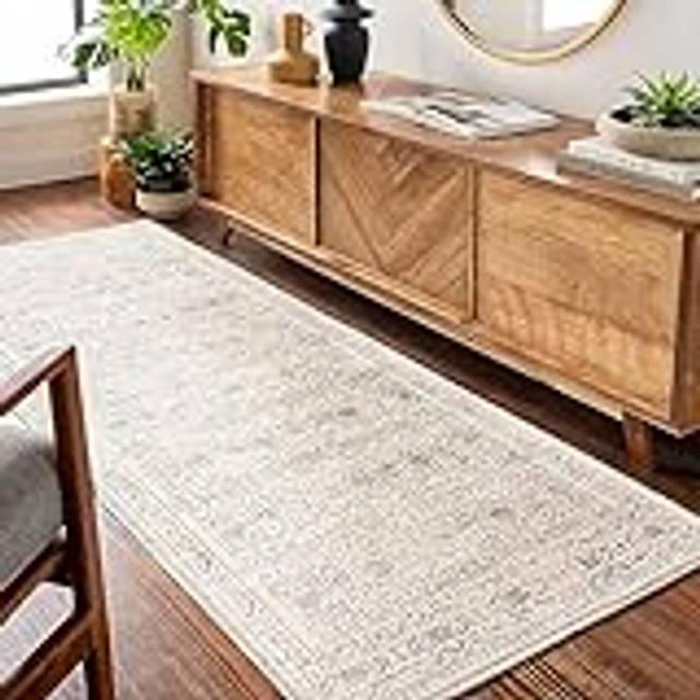 VICKY Vintage Traditional Oriental Boho Area Rug - Grey - 70cm x 220cm