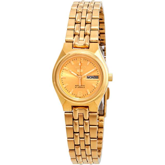 Seiko 5 Gold Tone Stainless Steel Gold Dial Automatic SYMK36K1 Women's Watch