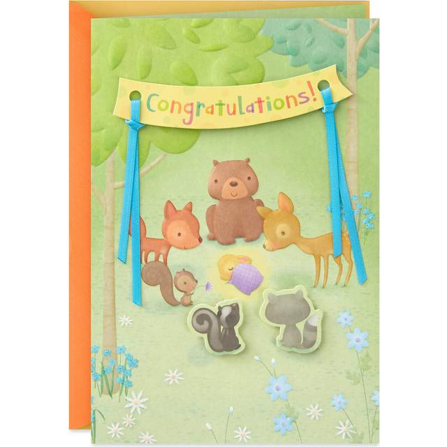 Hallmark Baby Shower Card for New Parents (Animals in the Woods) Welcome New Baby  Congratulations  Gender Reveal