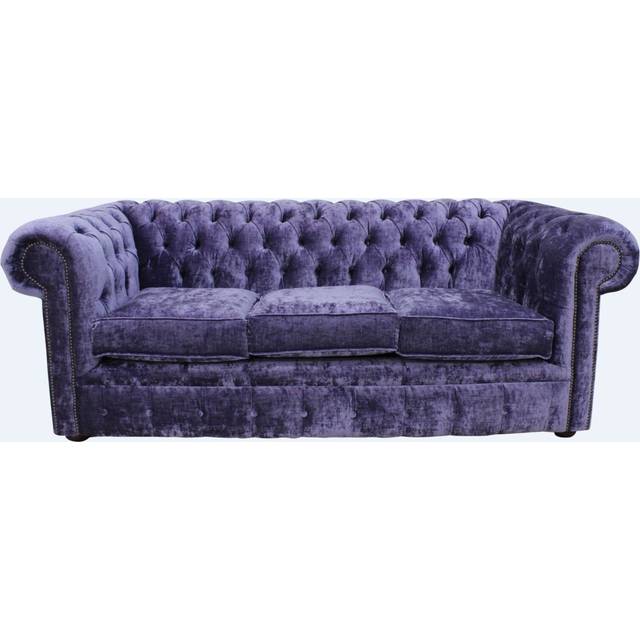 Chesterfield Handmade 3 Seater Sofa Settee Modena Lilac Purple Velvet Fabric In Classic Style