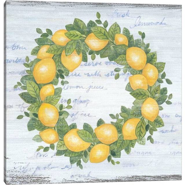 Lemon Wreath by Annie Lapoint - Wrapped Canvas Graphic Art (45.72cm H x 45.72cm W x 1.91cm D)