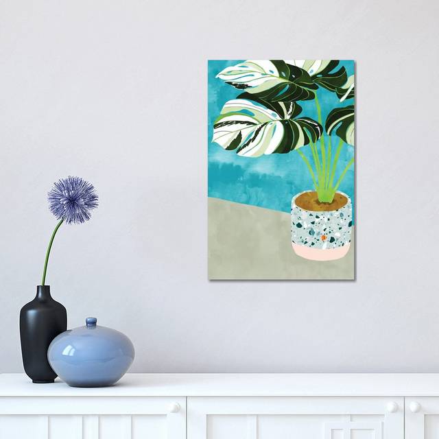 Variegated Monstera - Wrapped Canvas Graphic Art (30.48 cm H x 45.72 cm W)
