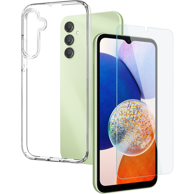 Galaxy A14 5G/4G Mobilskal Soft TPU med HÃ¤rdat glas - Clear