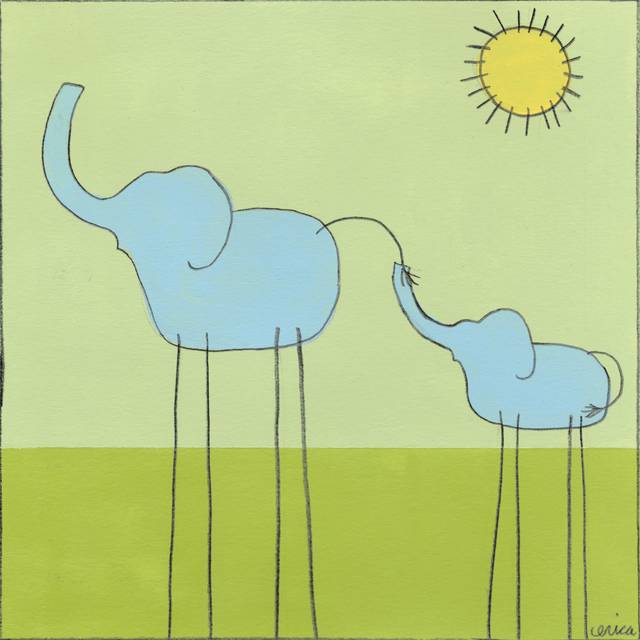 Stick-Leg Elephant II - Wrapped Canvas Art Prints (51cm H x 51cm W x 3.8cm D)