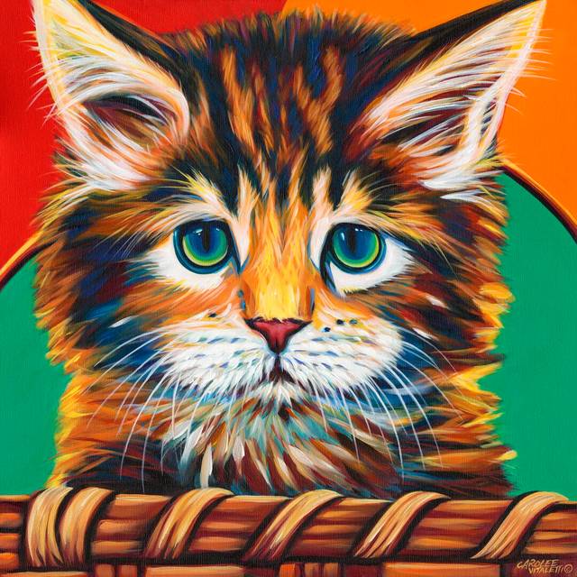 Kitten In Basket I by Carolee Vitaletti - Wrapped Canvas Art Prints (30cm H x 30cm W x 3.8cm D)
