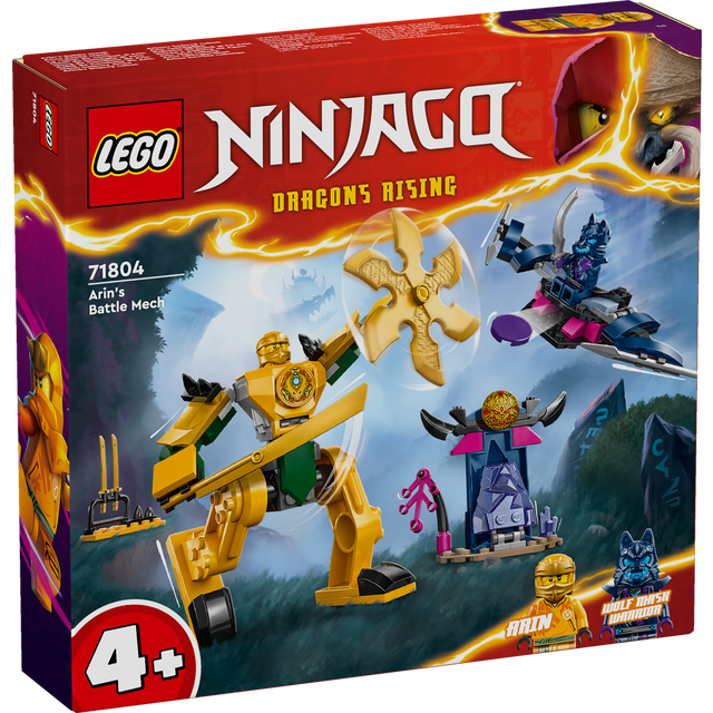 LEGO NINJAGO Arins stridsrobot Coolt Byggset med Leksaksrobot, Innehåller Minifigurer och Leksaksvapen för Roliga Rollekar, Perfekt Presentidé för Pojkar och Flickor, från 4 år 71804