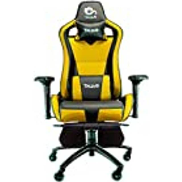 Talius Caiman V2 Professionell Gaming stol med utdragbart fotstöd, lutning och höjd, justerbara 4D-armstöd (Gul)