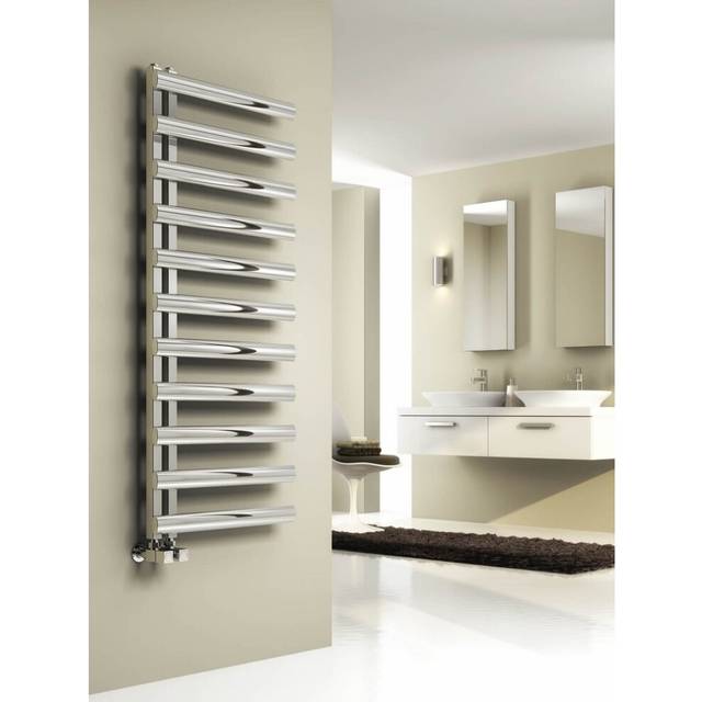 Reina cavo designer heated towel rail 530mm h x 500mm w polished stainless steel