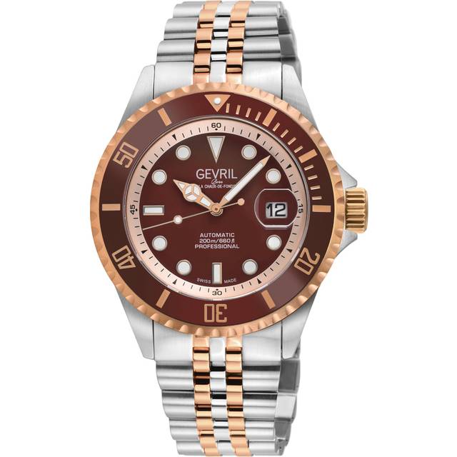 Wall Street, Swiss Automatic Watch, Blue with white outer ring Dial, Unidirectional rotating bezel Bezel, 316L Stainless Steel, and Sapphire Crystal - Chocolate - One Size