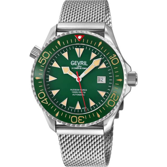 Hudson Yards 48841B Swiss Automatic 3 Hands, SW200 Movement Tungsten Ring, Damascus Steel Dial, Stainless Steel Watch - Grey - One Size
