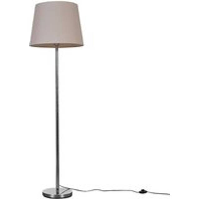Modern Polished Chrome Metal Standard Floor Lamp with a Pink Tapered Shade