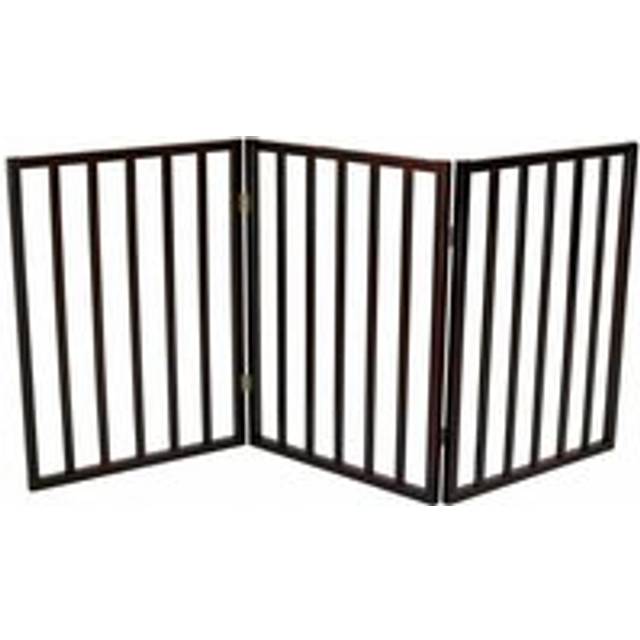 Oypla Dark Brown Dog Safety Folding Wooden Pet Gate Portable Indoor Barrier