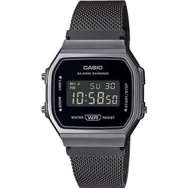 Wristwatch casio a168wemb-1bdf stainless steel mesh black unisex digital