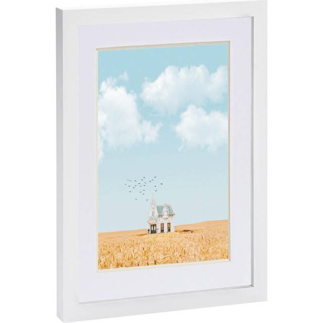 White A4 (8" x 12") Photo Frame with A5 Mount - White Mount