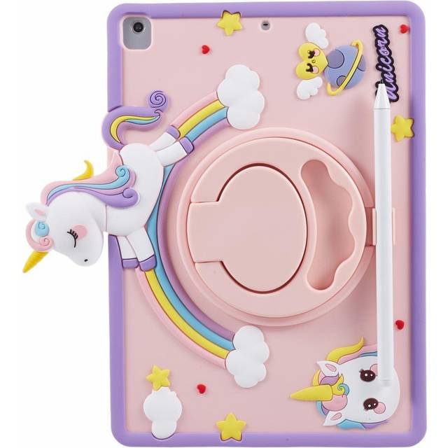 iPad 9.7 (2018-2017) / iPad Air / Air 2 Barnskal m. Stativfunktion & Cartoon - Rosa
