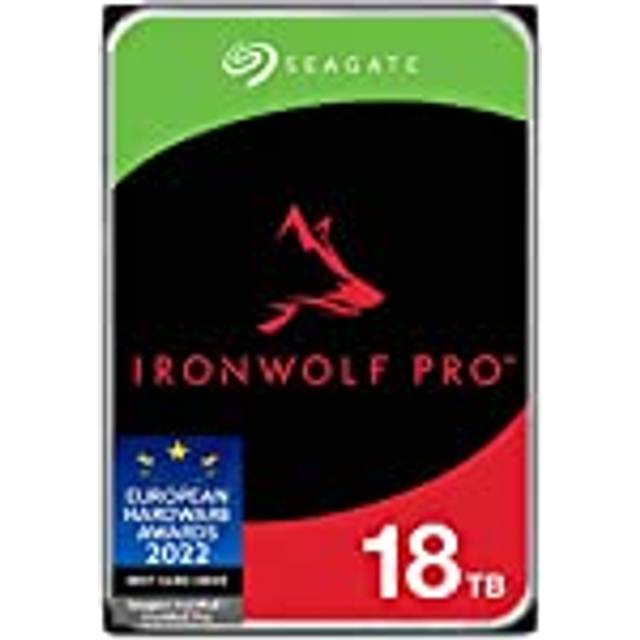 Seagate IronWolf Pro, 18 TB, NAS intern hårddisk HDD i företagsklass – CMR, 3,5”, SATA 6 Gb/s, 7200 RPM, 256 MB cache för RAID-nätverksansluten lagring, räddningstjänster (ST18000NT001)