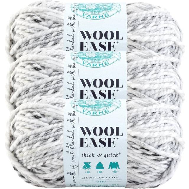 Lion Brand Yarn Wool-Ease Thick & Quick Yarn  Soft and Bulky Yarn for Knitting  crocheting  and crafting  3 Pack  Marble