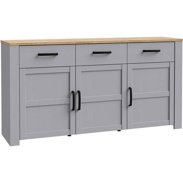 Florence Bohol 3 Door 3 Drawer Grey Riviera Oak Sideboard - 42 x 166 x 87cm