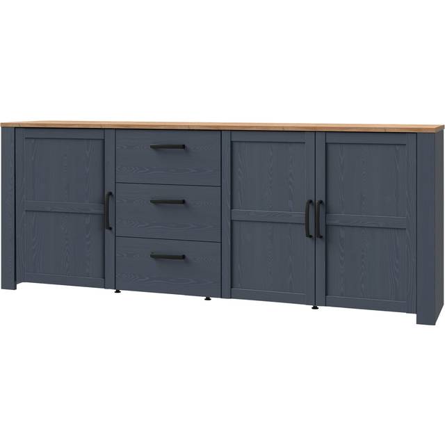 Florence Bohol 3 Door 3 Drawer Navy Riviera Oak Large Sideboard - Blue - 42 x 220 x 87cm